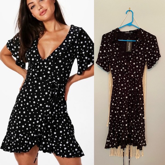boohoo star wrap dress